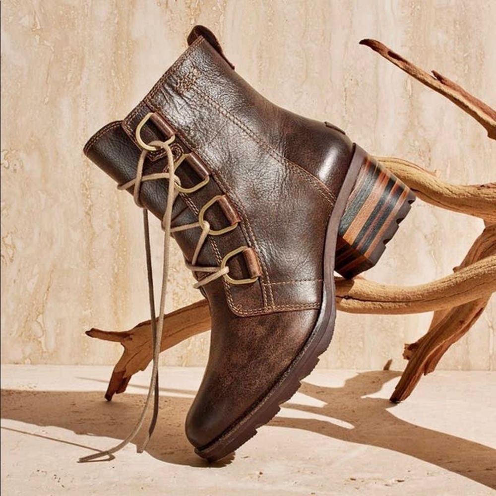 SOREL Women's Cate Lace- Up Waterproof Leather Rain Boot Redwood Leather
